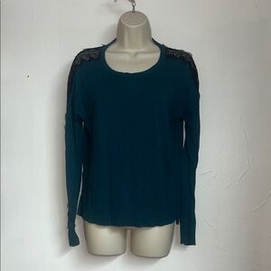 Teal Long Sleeve Top with Lace Detail